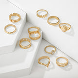V-Shaped Geometric Diamond Alloy Ring Set – Birthday Gifts — 7