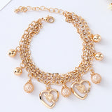 Double Peach Heart Rhinestone Bracelet – Jewelry Gift Ideas — 5