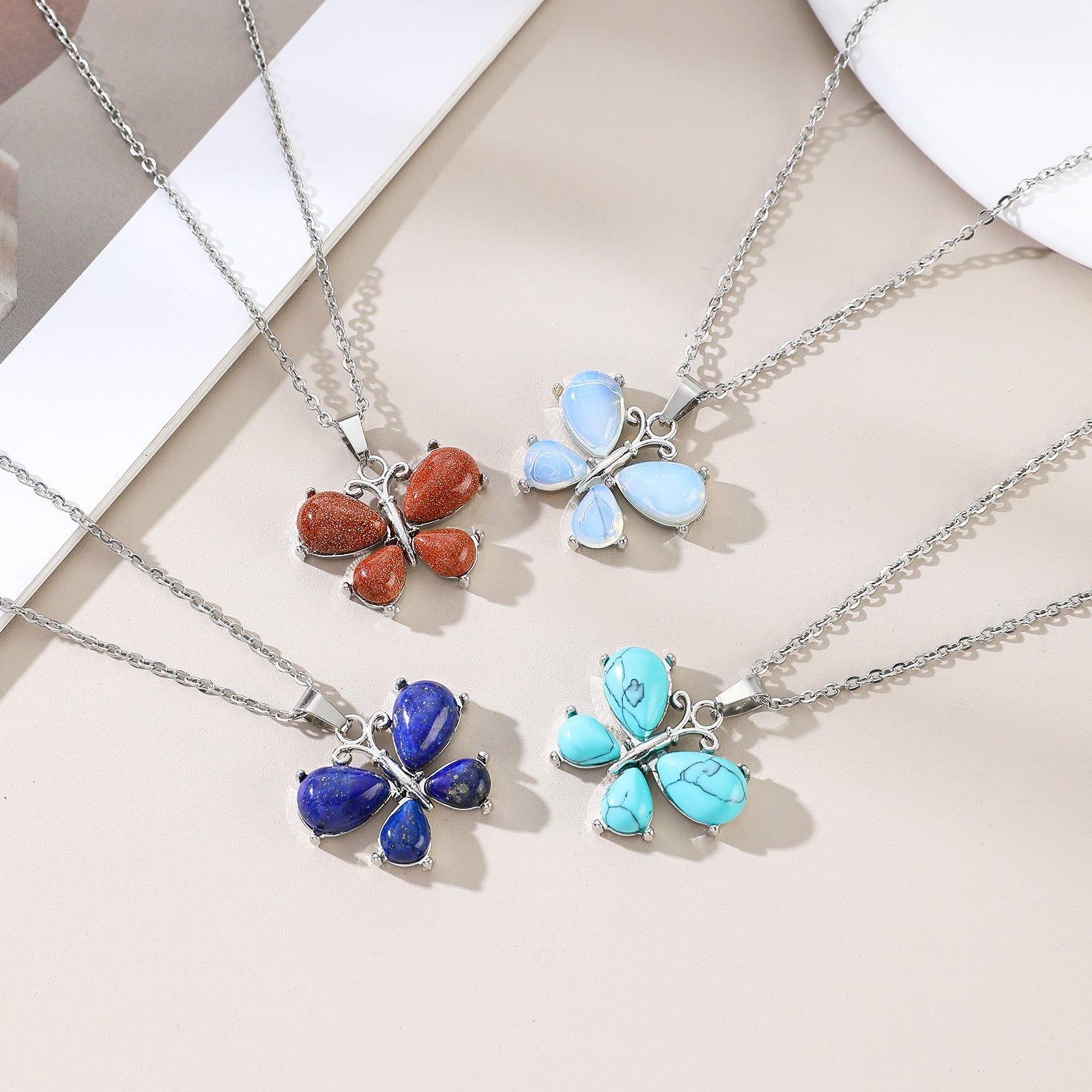 Natural Stone Crystal Small Butterfly Alloy – Jewelry Gift Ideas — 1