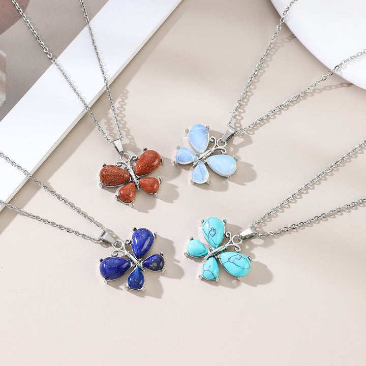Natural Stone Crystal Small Butterfly Alloy – Jewelry Gift Ideas — 1