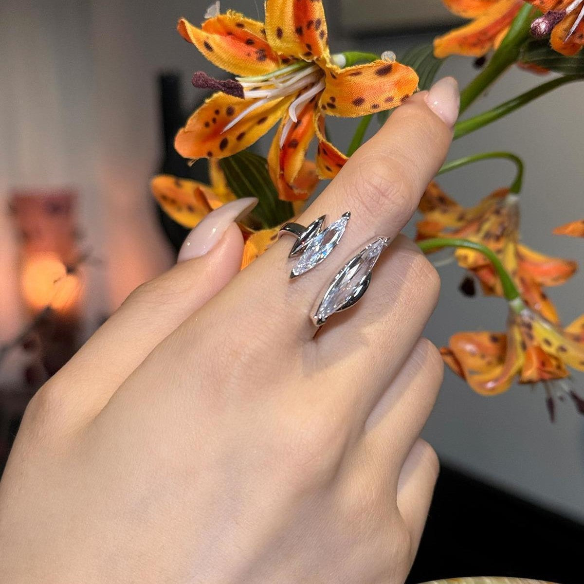Design Simple Horse Eye Combination Zircon Ring – Surprise Gifts — 1