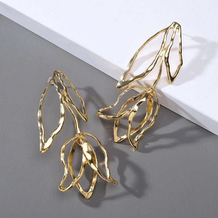 Fashion Geometric Metal Leaf Earrings Female – Stylish Gifts — 1