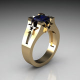 Plated Sapphire Engagement Simulation Diamond Ring – Gifts for Couples — 2