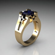 Plated Sapphire Engagement Simulation Diamond Ring – Gifts for Couples — 2