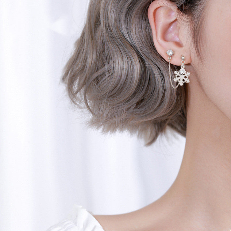 Snowflake Double Pierced Earrings – Useful Gifts — 1