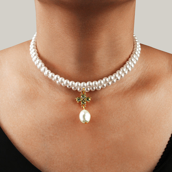Diamond Pendant Strung With Imitation Pearl – Jewelry Gift Ideas — 1