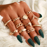 V-Shaped Geometric Diamond Alloy Ring Set – Birthday Gifts — 4