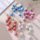 Colorful Green Bud Long Female Stud Earrings – Gifts for Her — 3