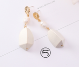 Vintage geometric metal pearl asymmetric earrings – Surprise Gifts — 13