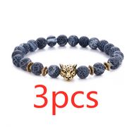 Agate Alloy Leopard head beaded bracelet – Jewelry Gift Ideas — 7