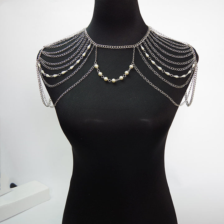 White K Pearl Necklace Exaggerated Shoulder Chain – Jewelry Gift Ideas — 1