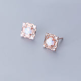 Ladies S925 Silver Diamond Pattern Square – Special Occasion Gifts — 3