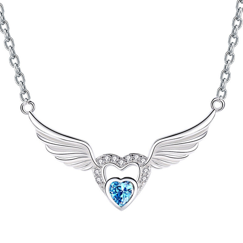 S925 Sterling Silver Angel Wing Necklace Female – Jewelry Gift Ideas — 1