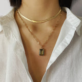 Ladies Square Gem Simple Double Necklace – Jewelry Gift Ideas — 2