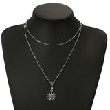 Alloy Sunflower Pendant Double Necklace Lady – Jewelry Gift Ideas — 4