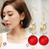 Short Festive Red Pearl Frosted Bead Earrings – Stylish Gifts — 5