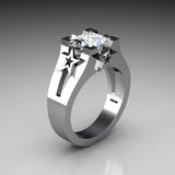 Plated Sapphire Engagement Simulation Diamond Ring – Gifts for Couples — 4