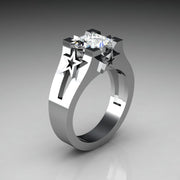 Plated Sapphire Engagement Simulation Diamond Ring – Gifts for Couples — 4
