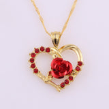 Diamond Zircon Red Rose Love Heart Pendant Short – Jewelry Gift Ideas — 4