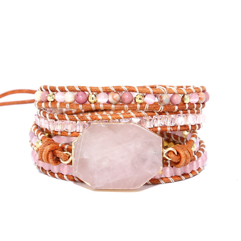 Natural Pink Spar Bracelet Beaded Natural Stone – Jewelry Gift Ideas — 1