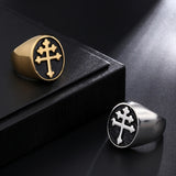 Stainless steel ring cross croissant ring – Thoughtful Gifts — 1