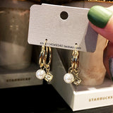 Korean Pearl Zircon Exaggerated Fashion Hoop Earrings – Stylish Gifts — 2