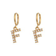 18K Gold Plated Micro Set Zircon Letter Earrings – Gifts for Her — 12
