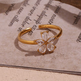 18K Micro Inlaid Zircon Five Petal Flower Ring – Birthday Gifts — 8