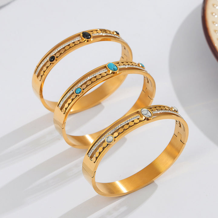 French Vintage Style Turquoise Inlaid Zircon Buckle – Stylish Gifts — 1