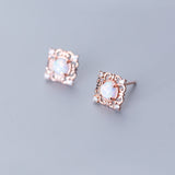 Ladies S925 Silver Diamond Pattern Square – Special Occasion Gifts — 5