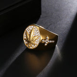 Hemp leaf stainless steel ring – Surprise Gifts — 1