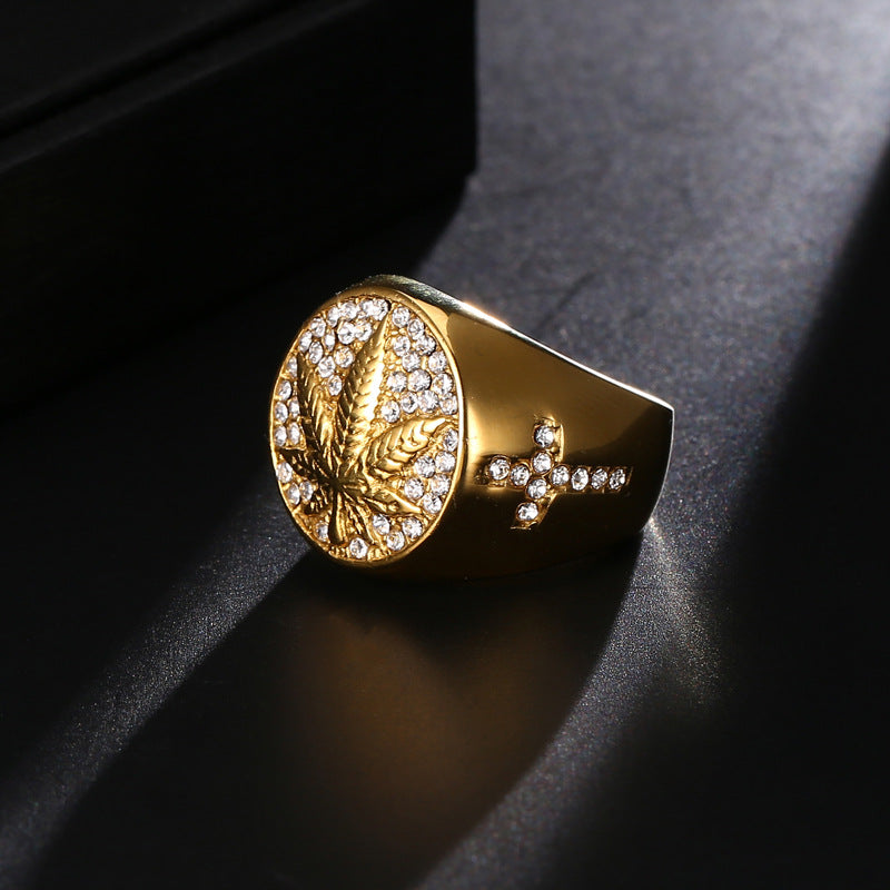 Hemp leaf stainless steel ring – Surprise Gifts — 1