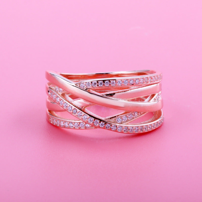 Classic Intertwined Rose Gold And Silver Ring – Stylish Gifts — 1
