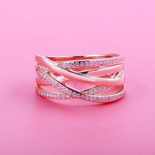 Classic Intertwined Rose Gold And Silver Ring – Stylish Gifts — 1