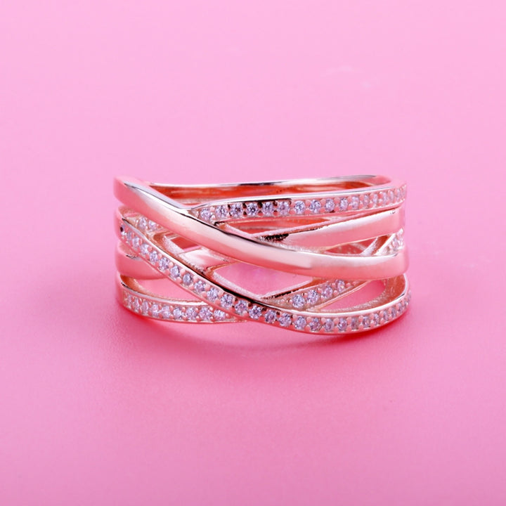 Classic Intertwined Rose Gold And Silver Ring – Stylish Gifts — 1