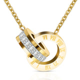 Double Ring Diamond Roman Numeral Necklace – Jewelry Gift Ideas — 1