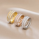 Fashion Rhinestones Rings Women Stainless Steel Ring – Stylish Gifts — 8