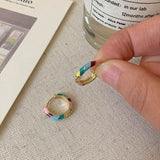 Colored Drip Glaze Enamel Round Ring Earrings – Meaningful Gifts — 2