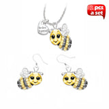 Two-tone owl bee necklace earring set – Jewelry Gift Ideas — 12