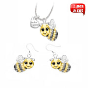 Two-tone owl bee necklace earring set – Jewelry Gift Ideas — 12