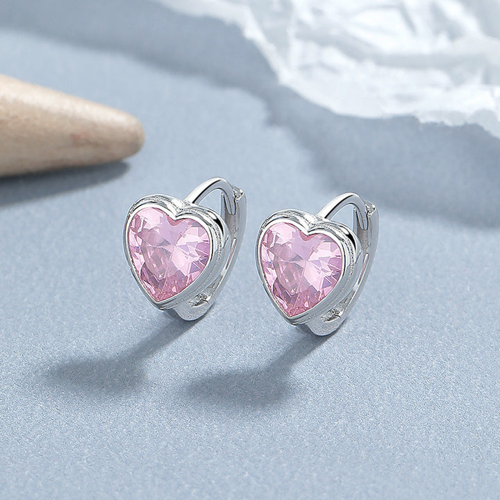 925 Loving Heart In Sterling Silver Zircon Earrings – Gifts for Her — 1