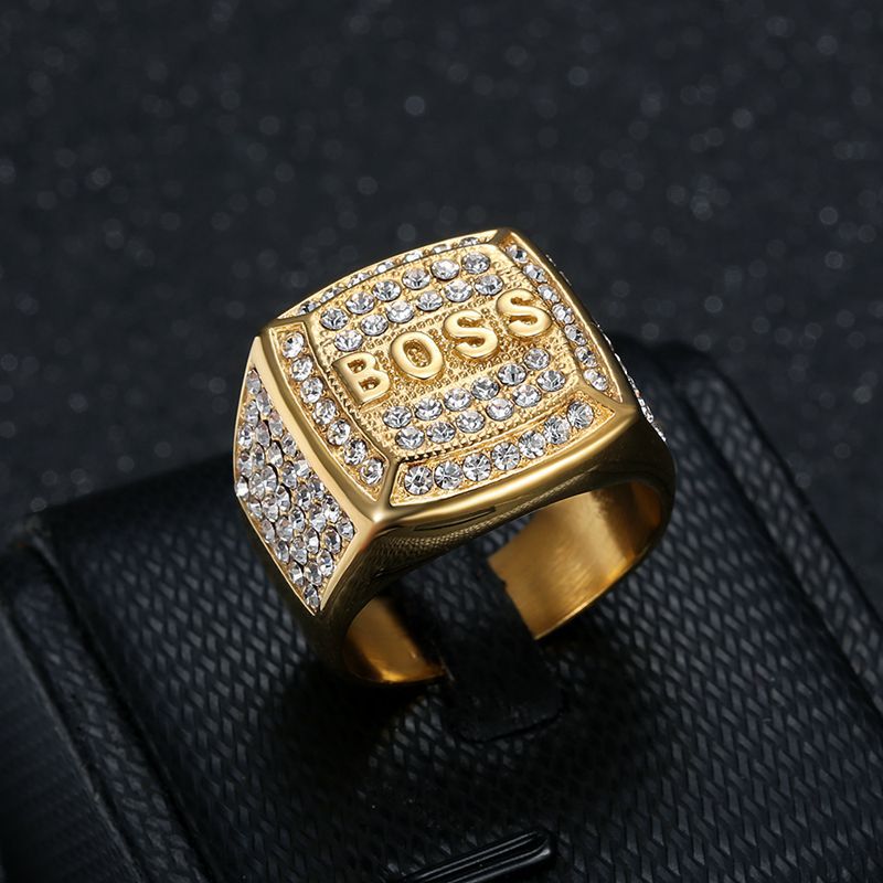 Titanium Steel Vacuum Plating Rhinestone Square BOSS – Gifts for Him — 1