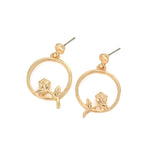 Female Small Rose Ring Circle Pendant Earrings – Jewelry Gift Ideas — 1
