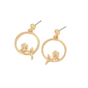Female Small Rose Ring Circle Pendant Earrings – Jewelry Gift Ideas — 1
