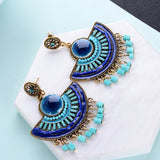 Bohemian Fan Earrings Rice Bead Earrings Ice Split – Thoughtful Gifts — 2