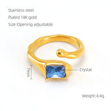 Retro Titanium Steel Moonstone Ring Hip Hop Irregular – Useful Gifts — 2