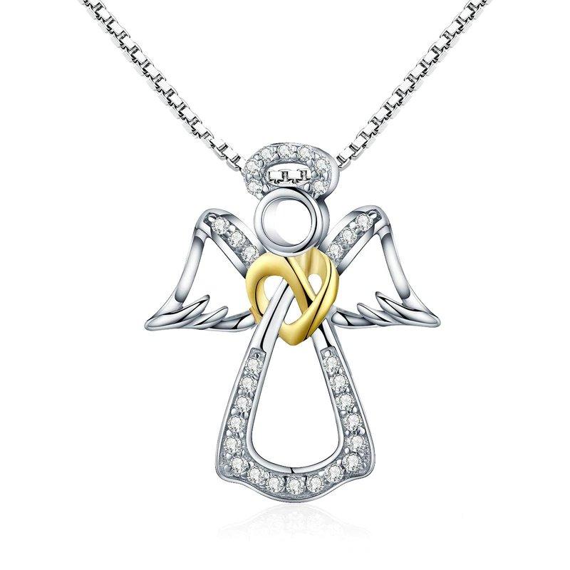 Sterling Silver Guardian Angel Necklace Diamond – Jewelry Gift Ideas — 1
