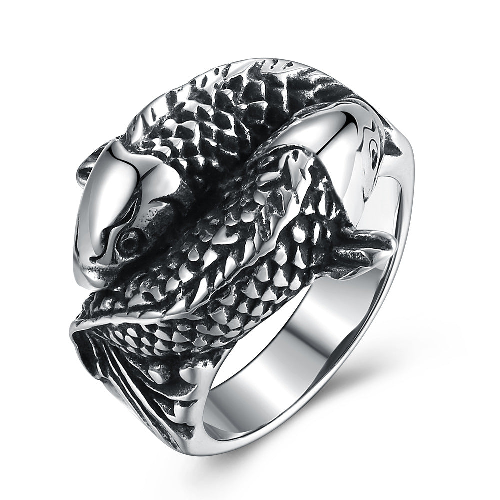 Men's Stainless Steel Double Fish Ring – Gifts for Him — 1