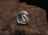 S925 Silver Men Ring Adjustable Eagle Wing Feather – Gifts for Him — 6
