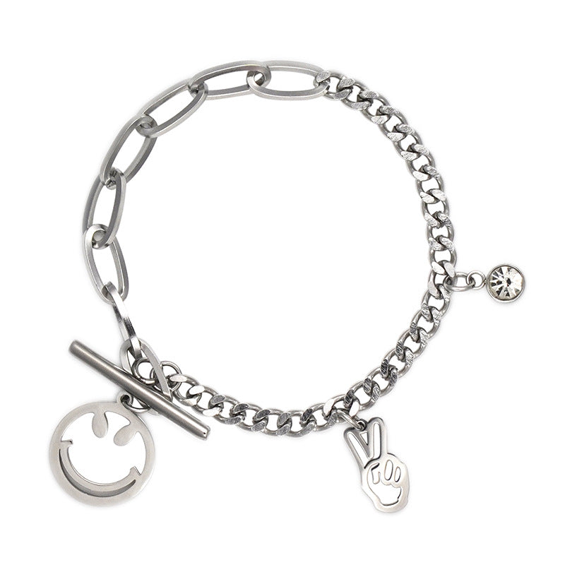 Smiley Rhinestones Victory Gesture Bracelet – Jewelry Gift Ideas — 1